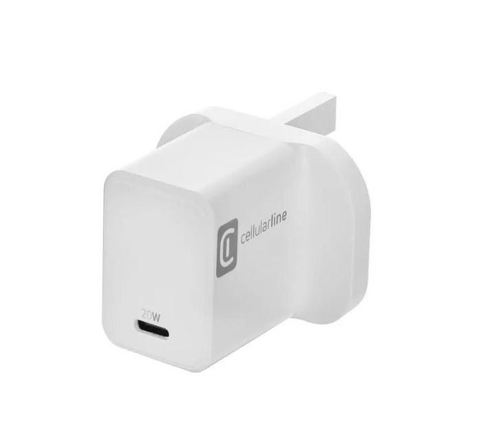 Cellularline USB-C 20W Power Charger, UK Plug Fast Wall Charger with Power Delivery (PD), Compact Type-C Adapter Compatiable with iPhone 15/14/13/12/11, iPad & Android - Image 2