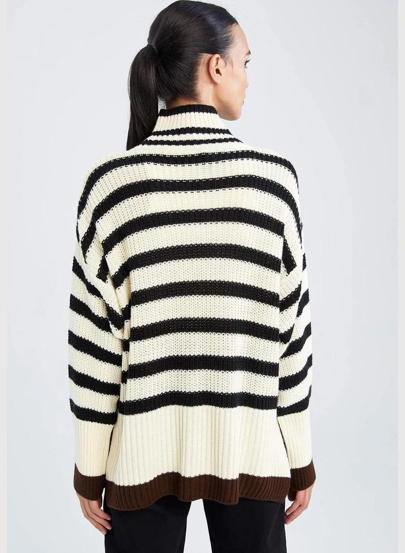 DeFacto Woman Oversize Fit Turtle Neck Long Sleeve Tricot Pullover
