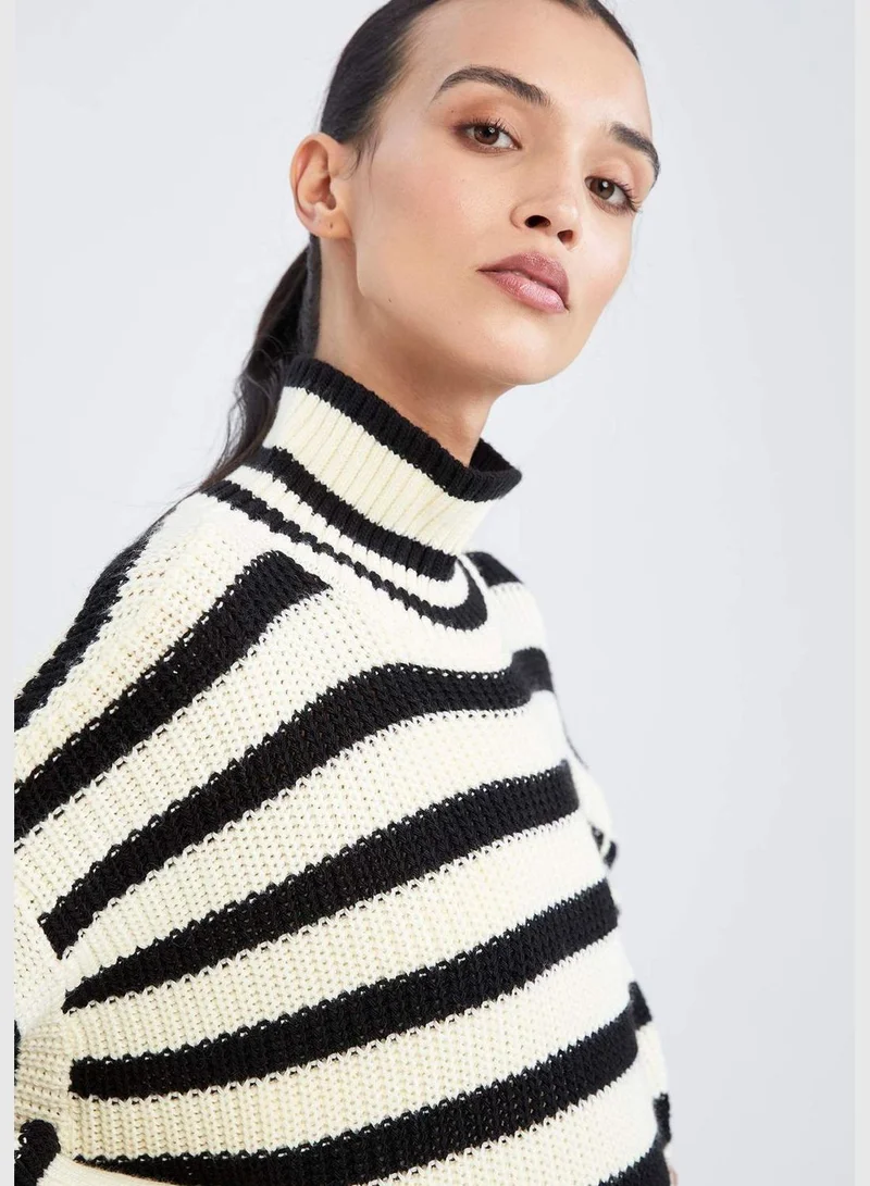DeFacto Woman Oversize Fit Turtle Neck Long Sleeve Tricot Pullover