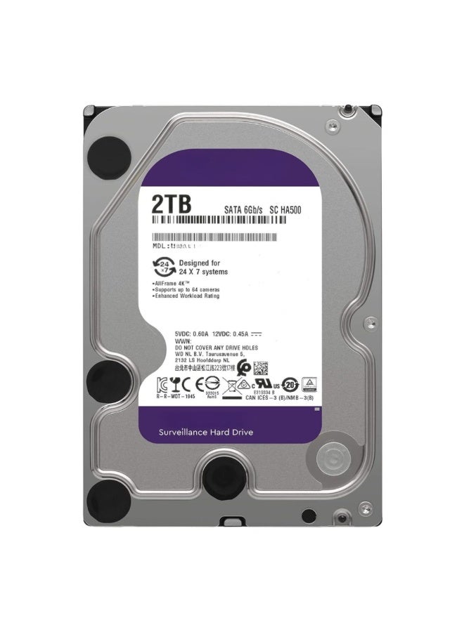 2TB Surveillance Hard Disk Drive | 5400 RPM | SATA 6 Gb/s | 64 MB Cache|  3.5" Inch