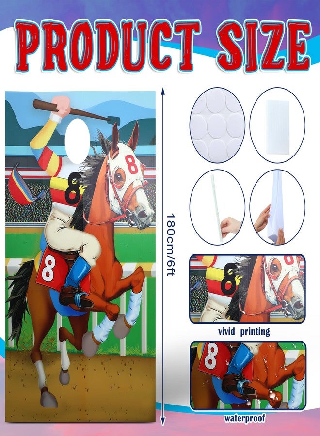 Novabright 6 ft Derby Party Decoration Jockey on Horse Stand-in Cardboard Cutout Stand up Horse Racing Photo Prop for Derby Themed Party Race Day Events Celebration Festival Decor - Image 2