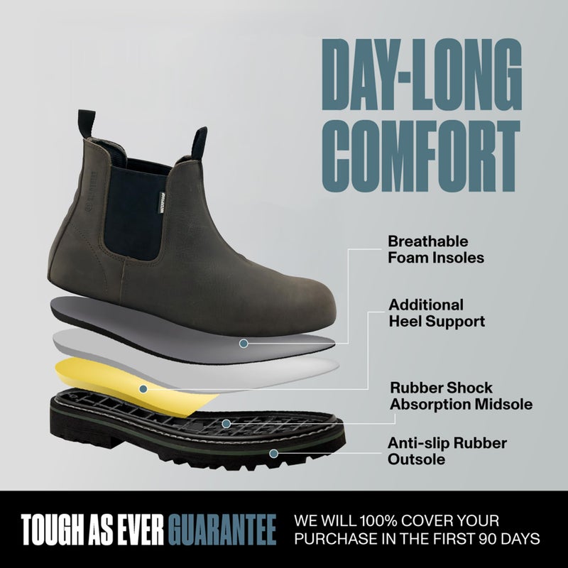 EVER BOOTS Waterproof Steel Toe Boots for Men Slip on Pull on Dark Brown 12 - Image 2