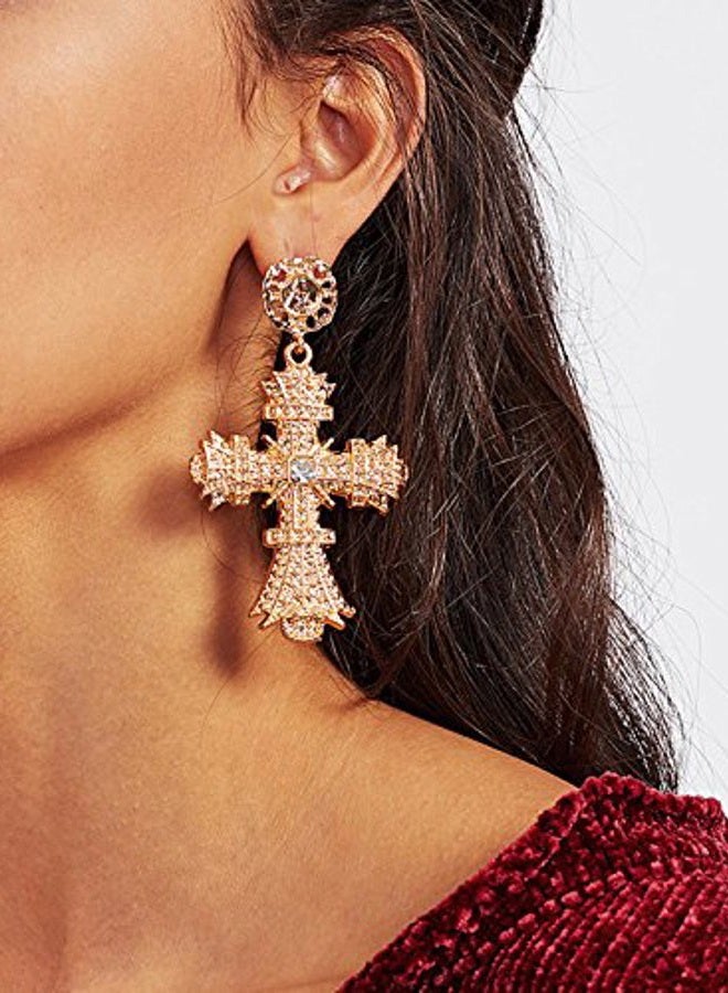 FUTIMELY Big Cross Earrings,Color Crystal Baroque Drop Dangle Earrings for Women Teens Girls Bar Party Gifts, Metal Crystal gem - Image 5