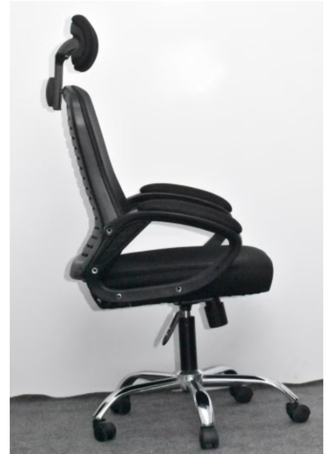 Desk Chair Office Chair for Home Height Adjustable Mid Back Mesh Computer Chair with Lumbar Support Mesh Swivel Computer Office Ergonomic Executive Chair (With Headrest, black back) - Image 1
