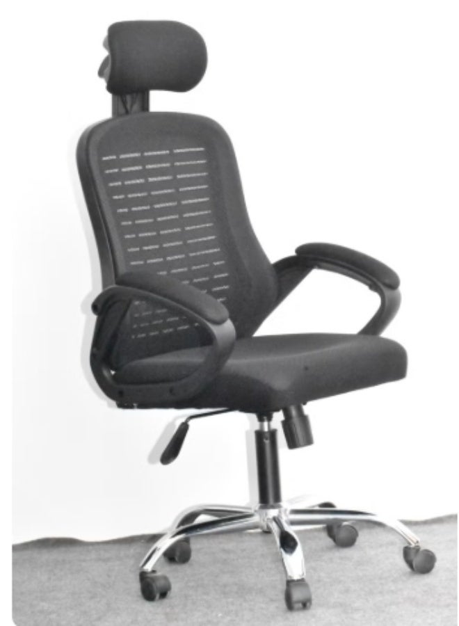 Desk Chair Office Chair for Home Height Adjustable Mid Back Mesh Computer Chair with Lumbar Support Mesh Swivel Computer Office Ergonomic Executive Chair (With Headrest, black back) - Image 3
