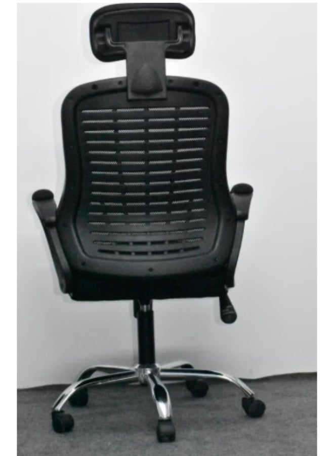 Desk Chair Office Chair for Home Height Adjustable Mid Back Mesh Computer Chair with Lumbar Support Mesh Swivel Computer Office Ergonomic Executive Chair (With Headrest, black back) - Image 2
