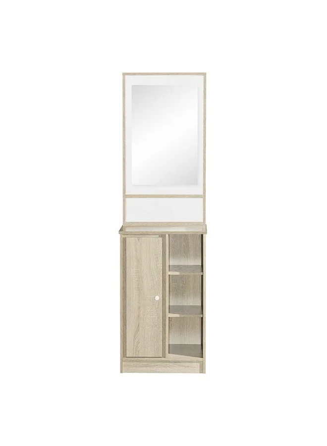 DANUBE HOME Kinder 1 Door Open Shelf Tall Dresser With Mirror Durable Dressing Table Vanity Table Makeup Table Desk With Storage Bedroom Furnitures - White & Sonoma Oak