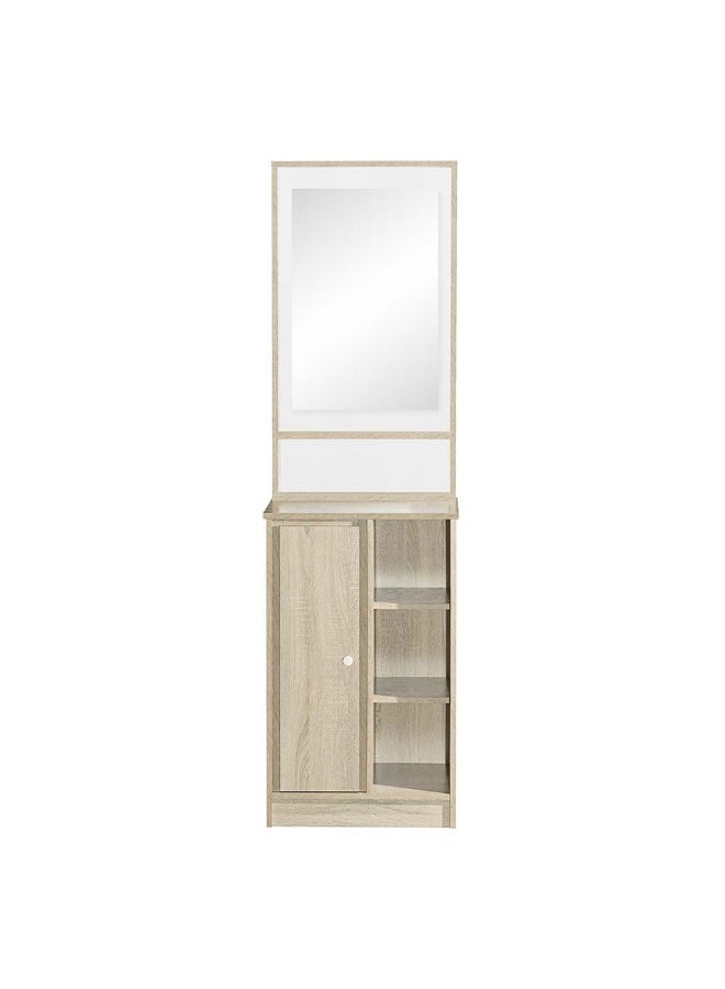 DANUBE HOME Kinder 1 Door Open Shelf Tall Dresser With Mirror Durable Dressing Table Vanity Table Makeup Table Desk With Storage Bedroom Furnitures - White & Sonoma Oak  - Image 3
