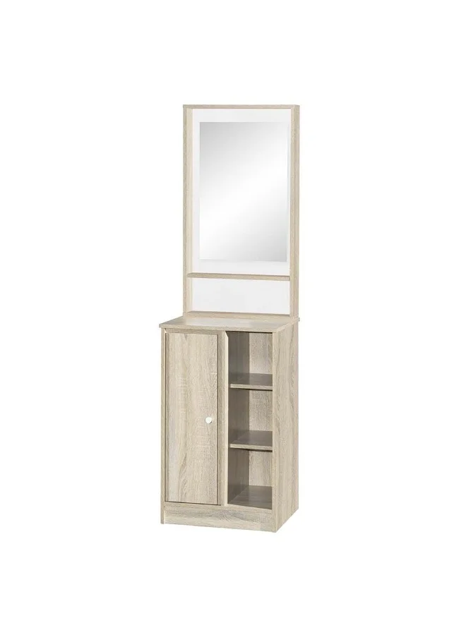 DANUBE HOME Kinder 1 Door Open Shelf Tall Dresser With Mirror Durable Dressing Table Vanity Table Makeup Table Desk With Storage Bedroom Furnitures - White & Sonoma Oak