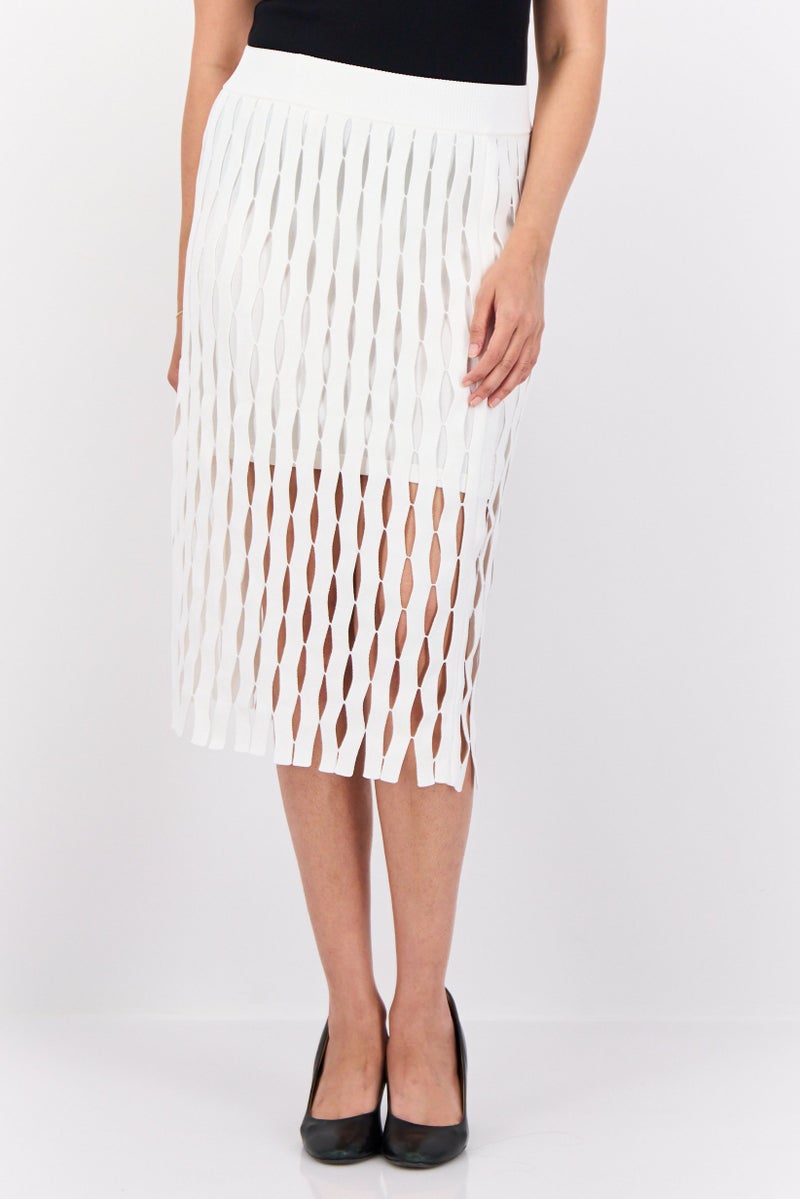 ESPRIT Women textured Mini Skirt, White - Image 1