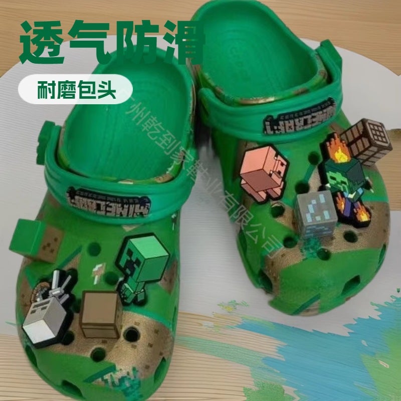 Children'S Crocs-Style Shoes, Minecraft-Themed Kids' Shoes, Flat Beach Sandals, Non-Slip Outdoor Casual Kids' Co-Branded Shoes - Image 2