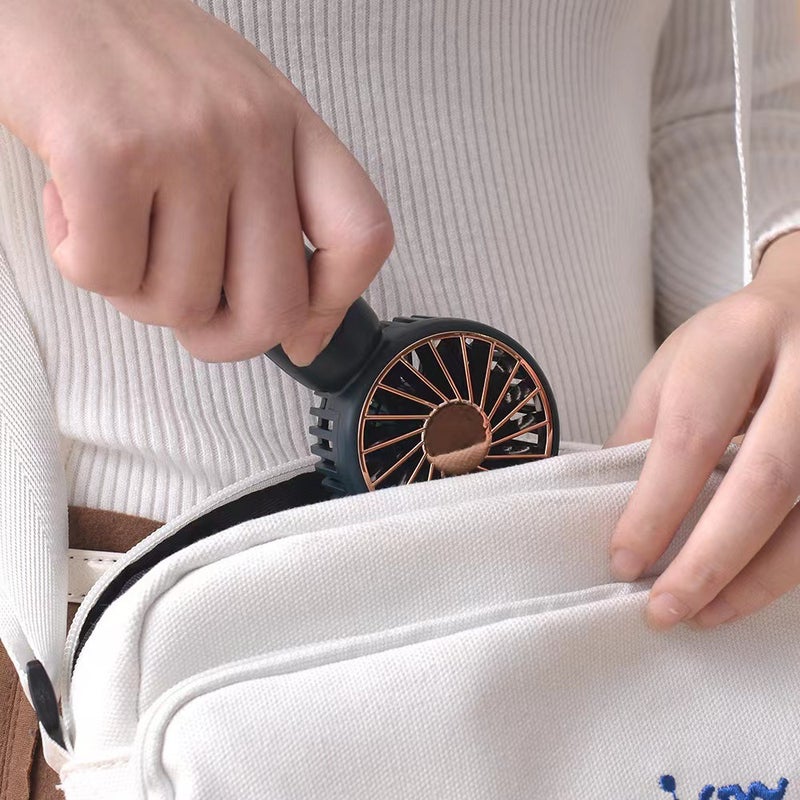Portable handheld fan, mini USB rechargeable fan, three-speed wind adjustment, 800mah, (continuous operation for 2-5 hours when fully charged, depending on wind speed) buckle can be hung in a bag, suitable for men and women traveling and camping outdoors, BLUE - Image 5