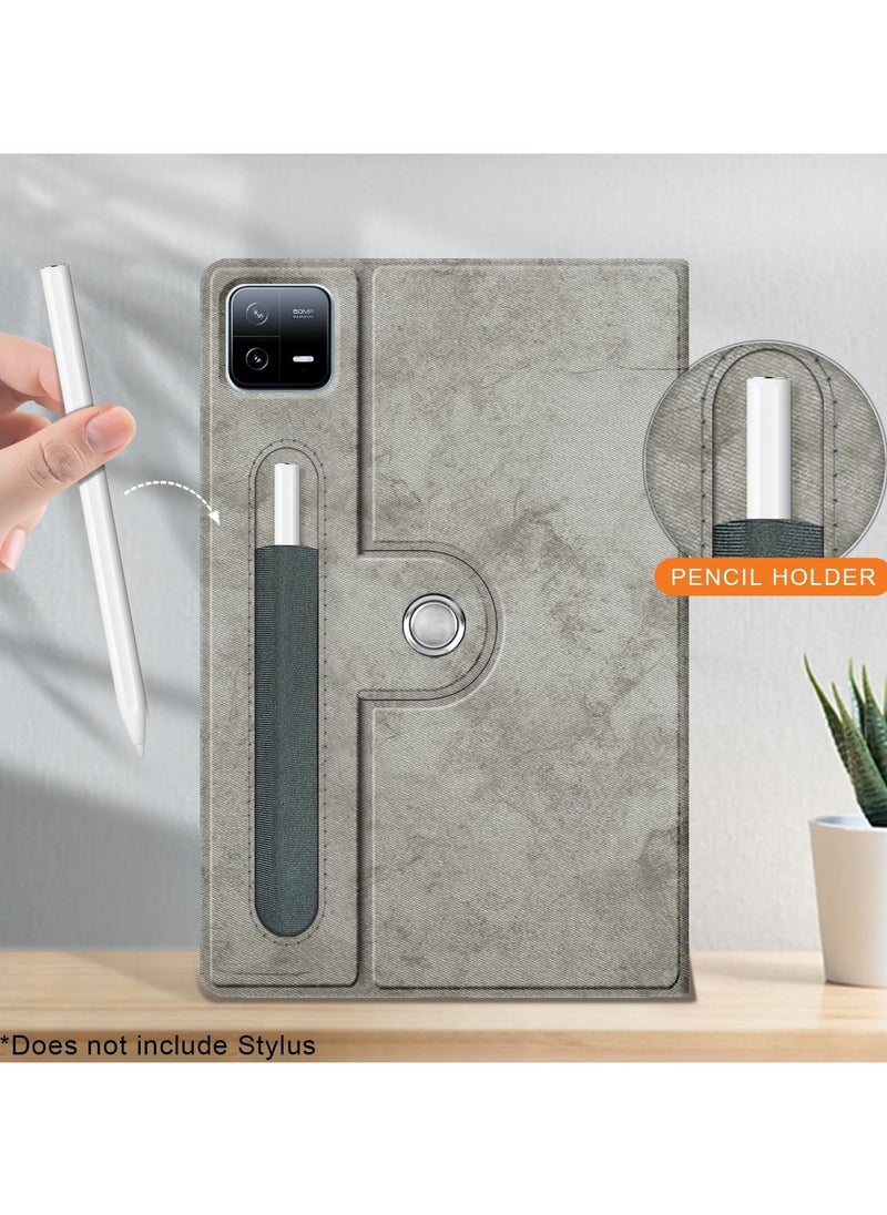 VKL حافظة دوارة قابلة للتعديل 360 درجة لجهاز Xiaomi Pad 6/6 Pro، تأتي مع حامل قلم خارجي، مع Xiaomi Pad 6 Tablet 11 بوصة أحدث غطاء حامل متعدد الزوايا لجهاز Mi Pad 6 Pro Tablet (رمادي، لا يشمل القلم)  - Image 2