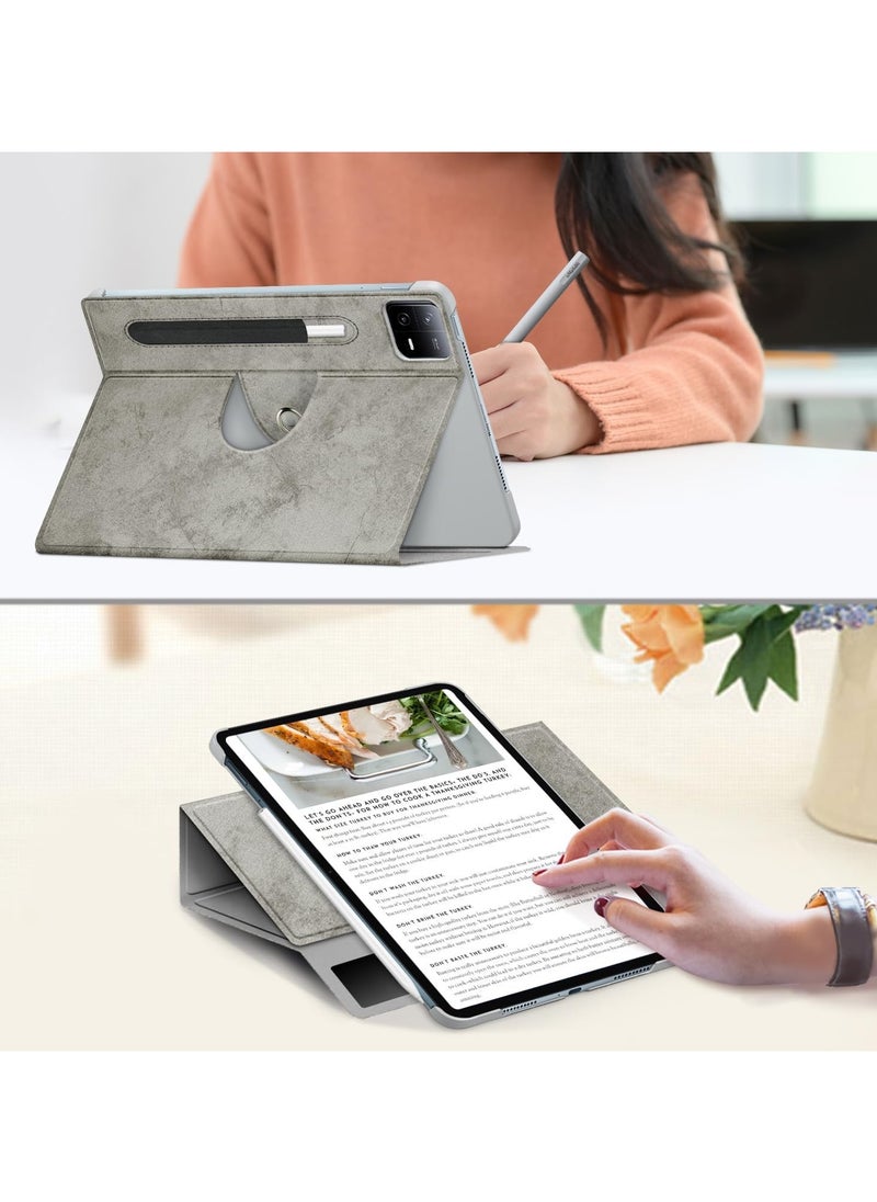 VKL حافظة دوارة قابلة للتعديل 360 درجة لجهاز Xiaomi Pad 6/6 Pro، تأتي مع حامل قلم خارجي، مع Xiaomi Pad 6 Tablet 11 بوصة أحدث غطاء حامل متعدد الزوايا لجهاز Mi Pad 6 Pro Tablet (رمادي، لا يشمل القلم)  - Image 3