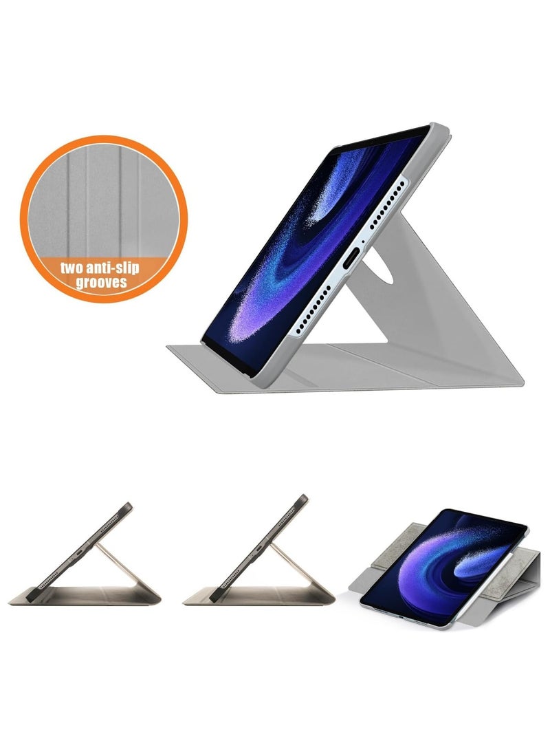 VKL حافظة دوارة قابلة للتعديل 360 درجة لجهاز Xiaomi Pad 6/6 Pro، تأتي مع حامل قلم خارجي، مع Xiaomi Pad 6 Tablet 11 بوصة أحدث غطاء حامل متعدد الزوايا لجهاز Mi Pad 6 Pro Tablet (رمادي، لا يشمل القلم)  - Image 5