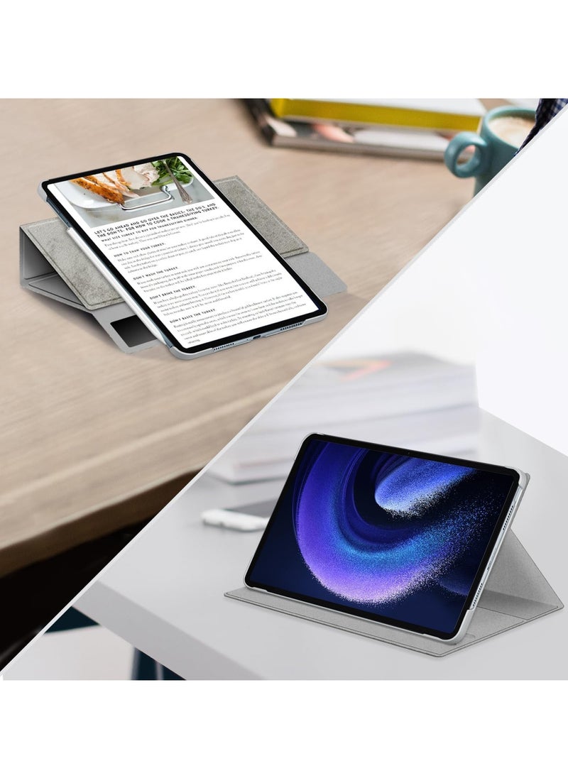360° Adjustable Swivel Case for Xiaomi Pad 6/6 Pro, Comes with external pen holder, with Xiaomi Pad 6 Tablet 11 inch Latest Multi-Angle Stand Cover for Mi Pad 6 Pro Tablet (Gray, Does Not Include Pen)