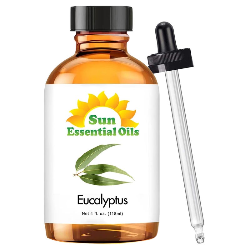 Sun Essential Oils Sun Essentials Oils - 8 oz Eucalyptus Essential Oil with Dropper for Diffuser, Skin, Aromatherapy Massage, Humidifier, Scent for Candle, Lotion & Soap Making at Home, Fragrance for Room - Image 1