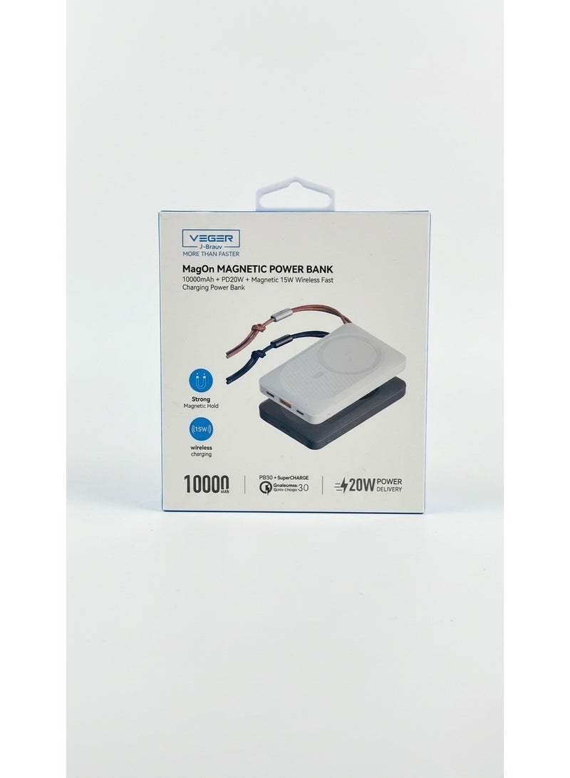 فيجير VEGER MagOn 10000mAh Magnetic Wireless Power Bank, PD 20W Fast Charging, 15W MagSafe Compatible - Image 3