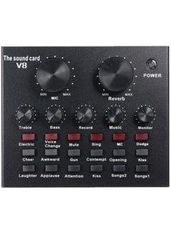 V8 Multifunctional Live Sound Card USB Audio Interface Intelligent Volume Adjustable Audio Mixer Sound Card for Recording Hosting Speech