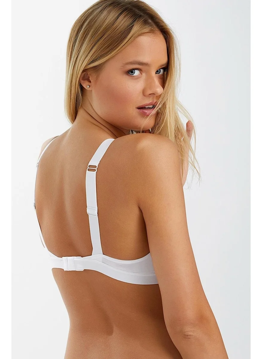 Ayyıldız 2028 White Combed Cotton Bra
