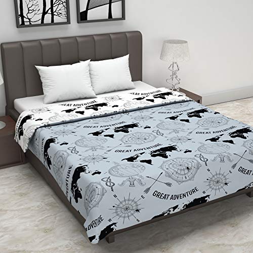 Divine Casa 120 GSM Microfiber Double Dohar | Soft & Lightweight Throw Blanket | Cozy & Breathable | All-Season Comfort | 220 x 205 CM | Geographic Pattern | Stonewash Grey - Image 2