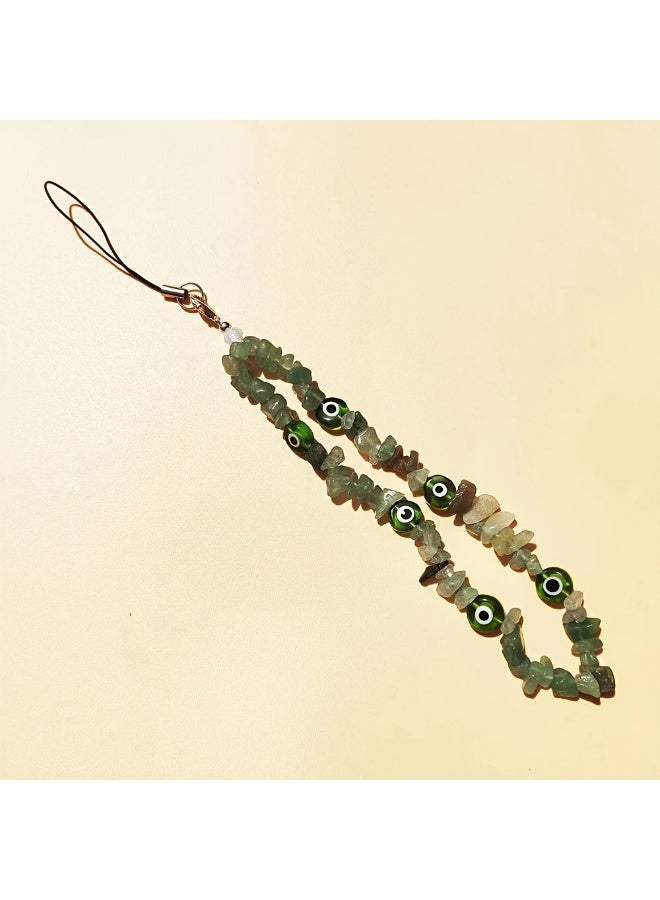 NIBEMINENT Beaded Phone Lanyard, Anti Lost Removable Wrist Strap,Creative And Cute Bracelet Pendant, Phone Keychain Lanyard，Green - Image 1
