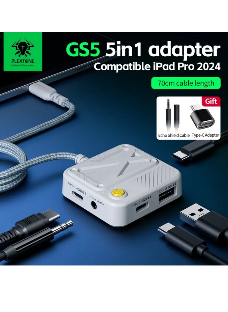 بليكستون وصلة بليكستون GS5  محول الشحن السريع 5 في 1 بي دي 60 واط  تايب سي  إلى 3.5 ملم أو USB للألعاب سماعة الصوت Aux متوافق مع الايباد برو 2024 والايفون 15 - 16 وجميع جوالات بمنفذ تايب سي  - Image 3