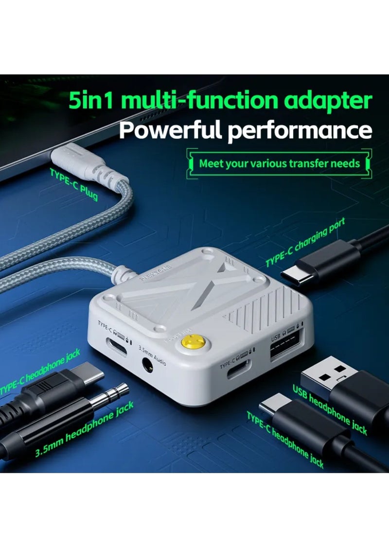 بليكستون وصلة بليكستون GS5  محول الشحن السريع 5 في 1 بي دي 60 واط  تايب سي  إلى 3.5 ملم أو USB للألعاب سماعة الصوت Aux متوافق مع الايباد برو 2024 والايفون 15 - 16 وجميع جوالات بمنفذ تايب سي  - Image 4