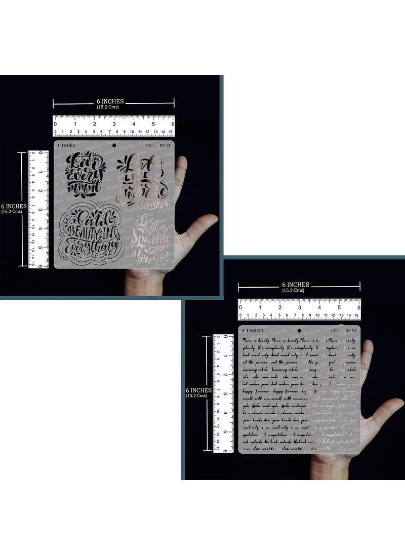 CrafTreat CrafTreat Calligraphy Quote Stencils for Craft and Art - Sentiments and Script Stencil Set (2Pcs) - Size: 6X6 Inches (2 Pcs)- Reusable Quote Stencils for Painting on Canvas - Script Stencils  - Image 3