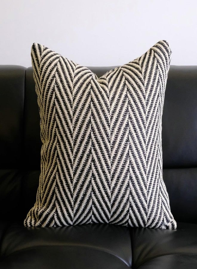 vctops Boho Throw Pillow Cover Black and White Knitted Woven Pillow Cushion Cover Arrow Knit Decoration Square Pillowcase for Sofa Couch Bedroom Living Room - 18"x18" - Image 2