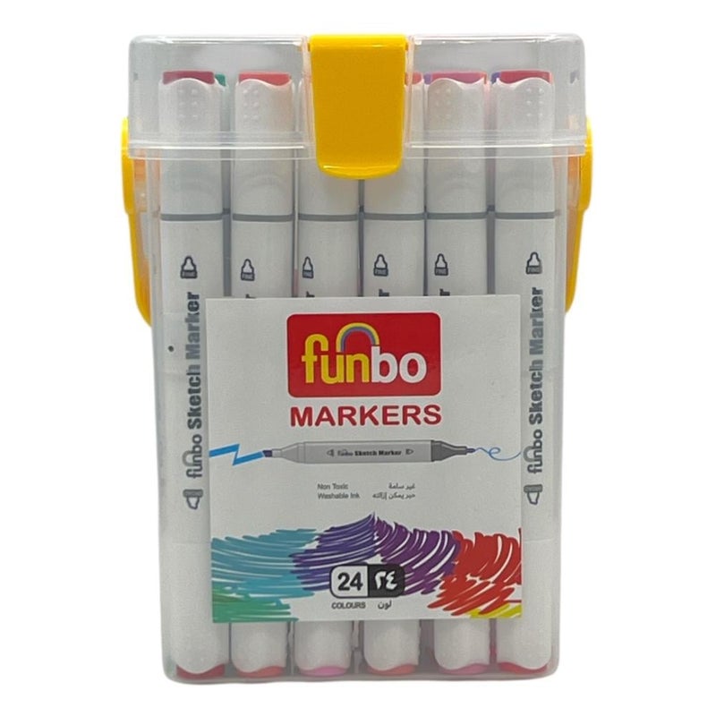 صندوق أقلام رسم برأسين = 24 قطعة