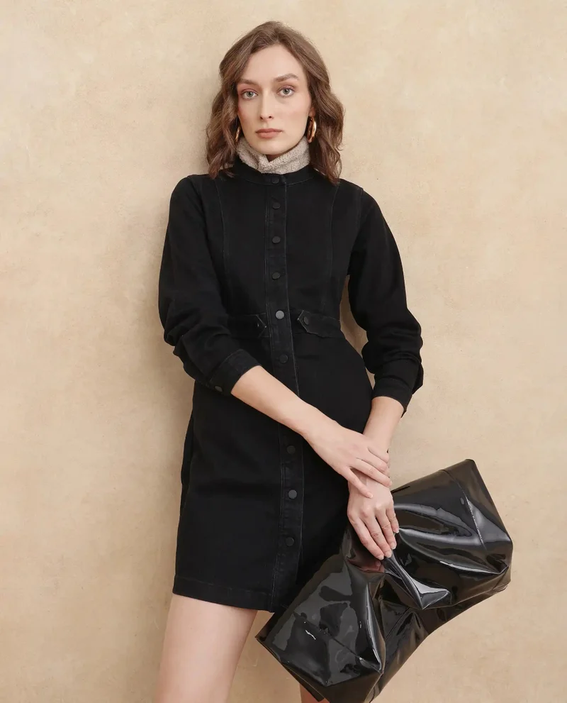 ريريزم فستان جينز كلاسيكي نسائي قصير