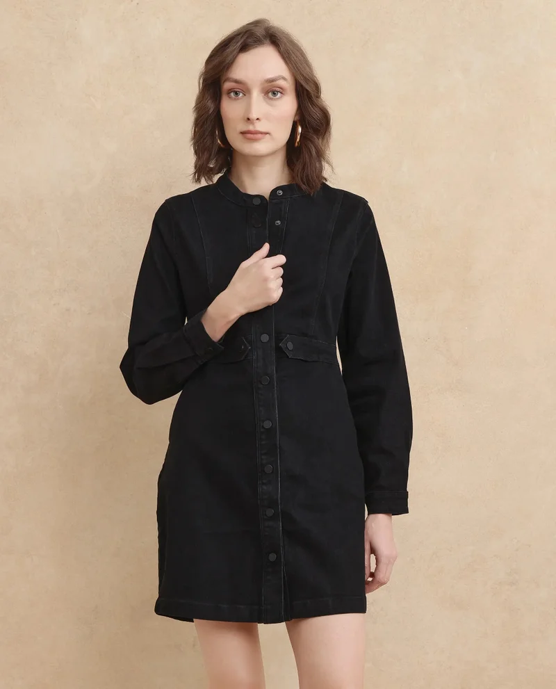 ريريزم فستان جينز كلاسيكي نسائي قصير