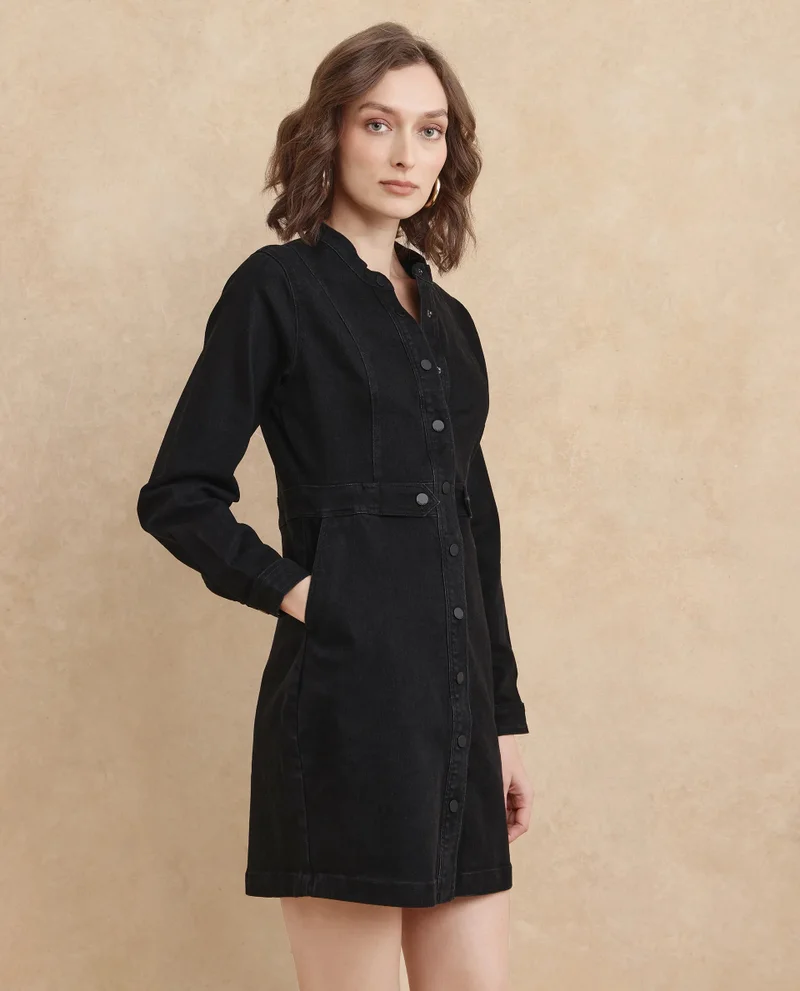 ريريزم فستان جينز كلاسيكي نسائي قصير