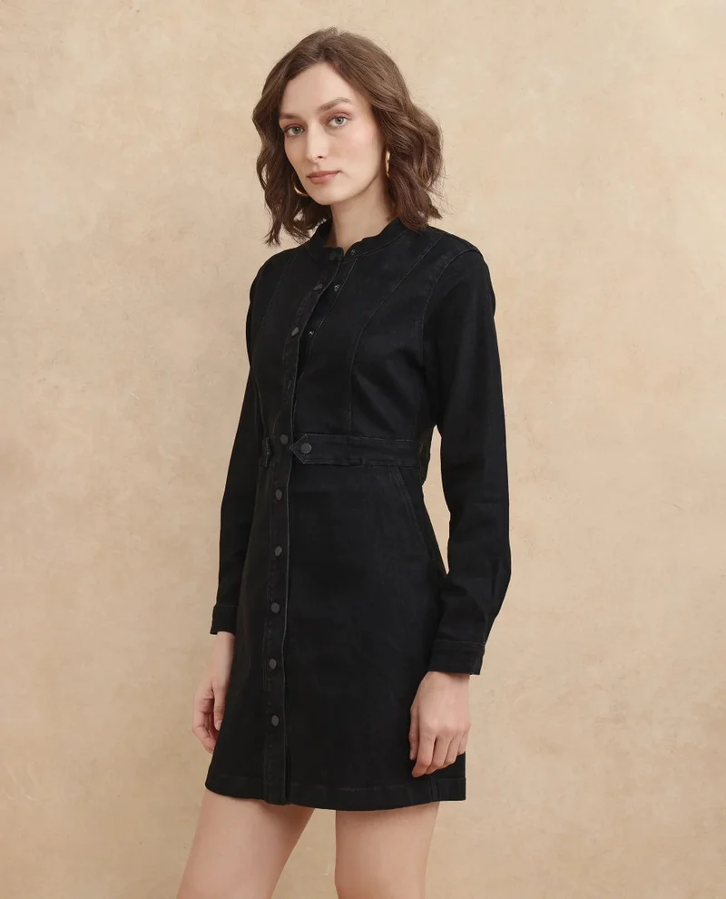 ريريزم فستان جينز كلاسيكي نسائي قصير