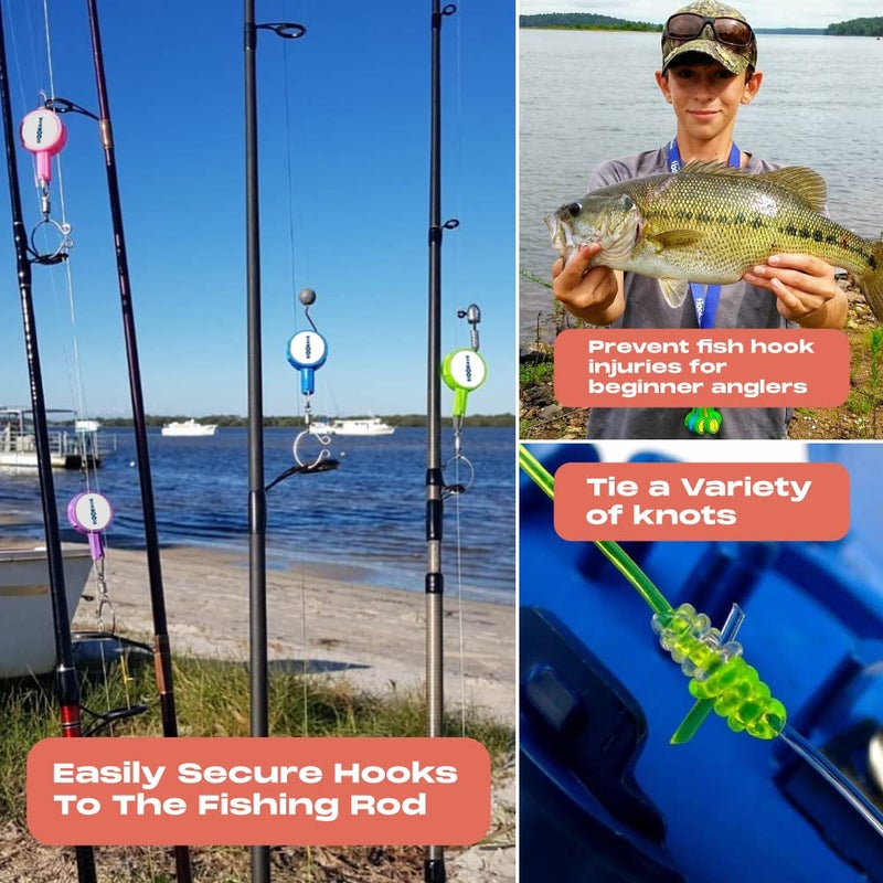 HOOK-EZE 2023 Updated Design Hook Eze Fishing Gear Knot Tying Tool | Pack of 2 | Protect from Fish Hooks | Tie Easily | Cool Gadgets | Ice & Fly Gifts for Beginner Anglers - Yellow - Image 4