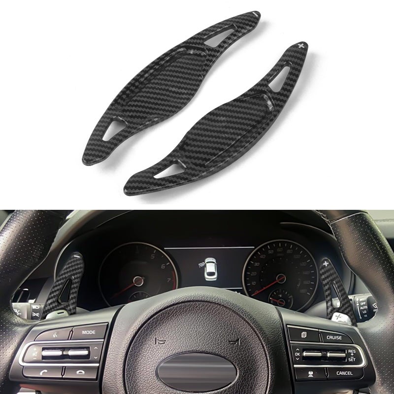 x xotic tech Carbon Fiber Pattern Paddle Shifter Extensions Interior Shift Cover Decoration Accessories Compatible with 2018 2019 2020 2021 2022 2023 Kia Stinger CK - Image 2