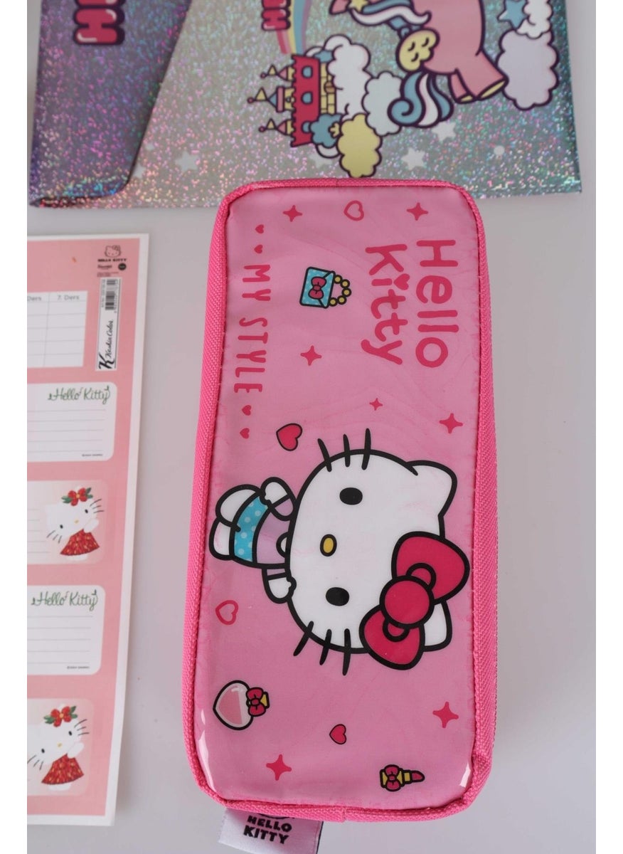 Hello Kitty Dekomus New Season Licensed 16 Piece Stationery Set Pencil Bag, 3D Eraser, Notepad, Eraser Topper, Plug-in Pencil, Mechanical Pencil, Pencil Sharpener and Rocket Eraser Set  - Image 4