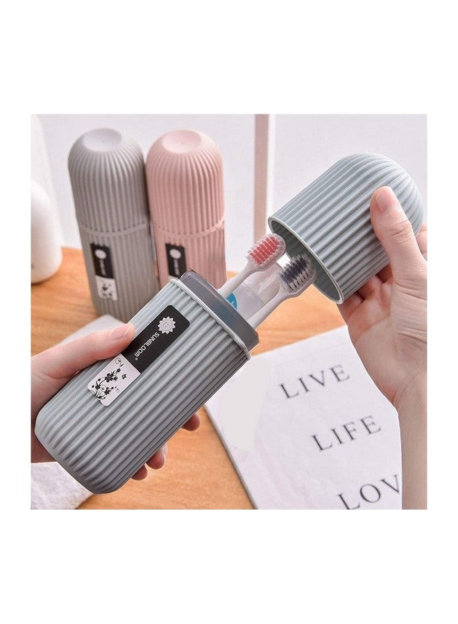 Rylan 2Pc Capsule Shape Travel Toothbrush Toothpaste Case Holder Portable Toothbrush Storage Plastic Toothbrush Holder Random Colour - Image 1