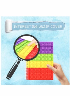 Y&D Puzzle Decompression Rainbow Color Silicone Bubble Press Notebook Journal Notebook, Spiral Push Pop Fidget Sensory Toys, Stress Reliever Gifts for Kids  - Image 4