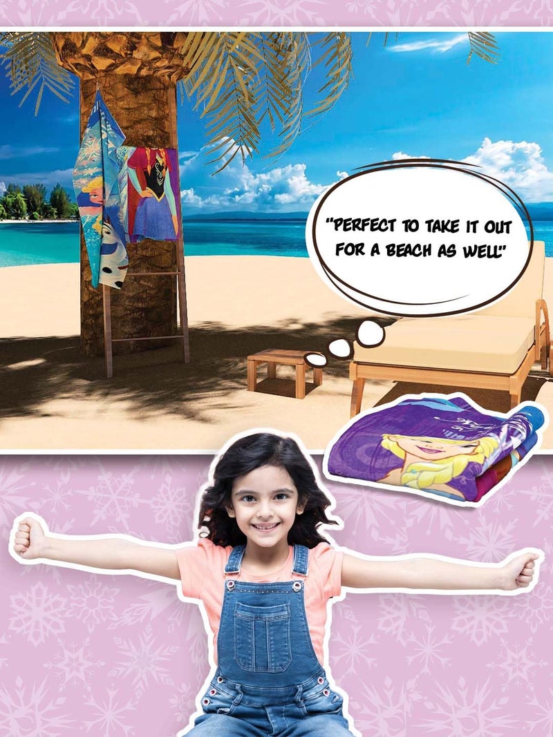 Athom Trendz Athom Living Disney Frozen Anna & Elsa Sister's Themed Kids Bath Towel, 350GSM, 60x120cm - Image 4