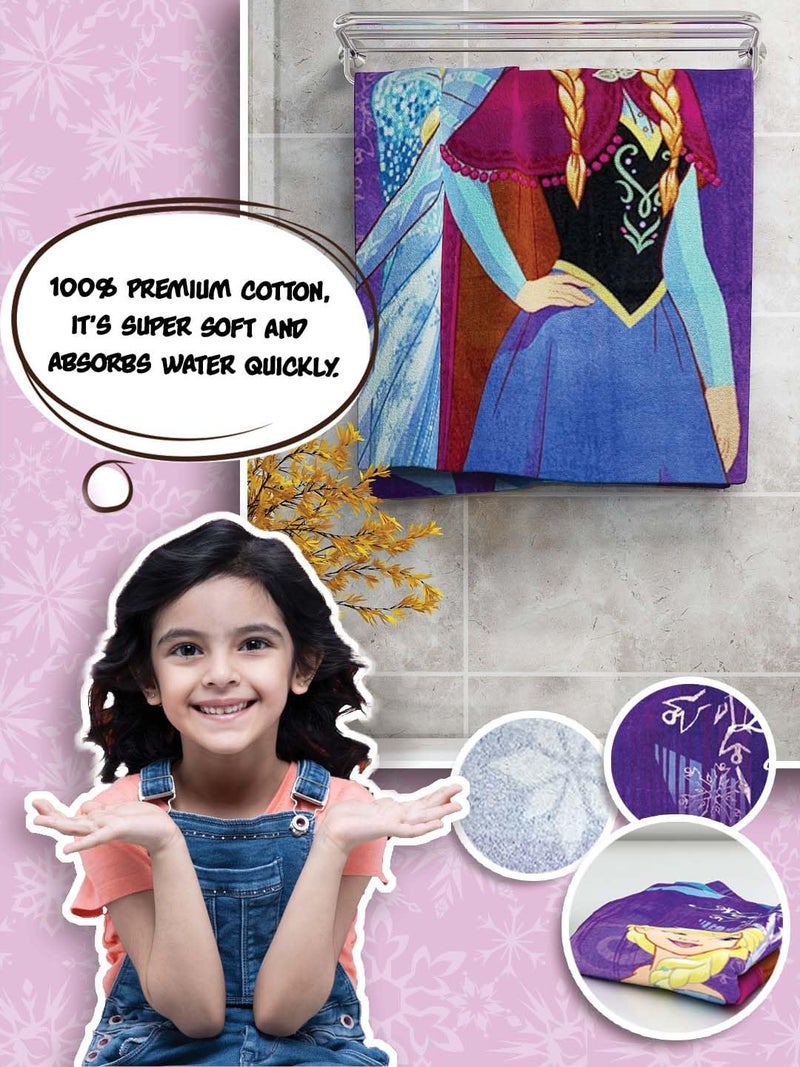 Athom Trendz Athom Living Disney Frozen Anna & Elsa Sister's Themed Kids Bath Towel, 350GSM, 60x120cm - Image 3