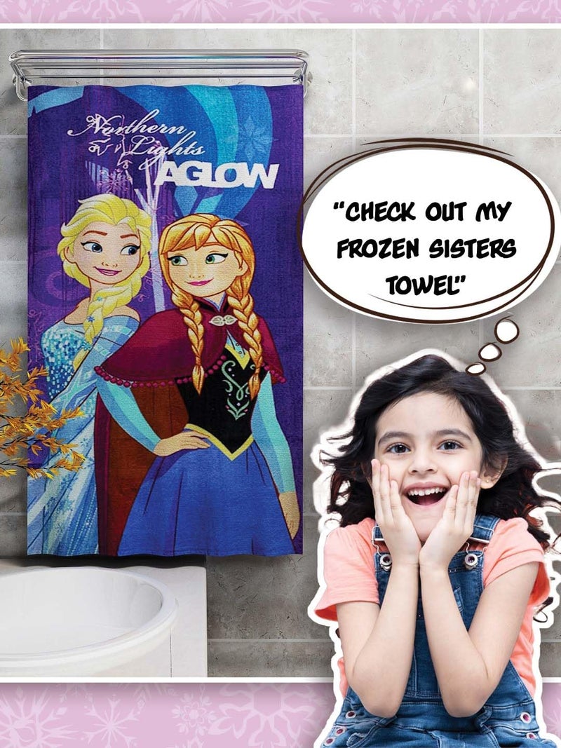 Athom Trendz Athom Living Disney Frozen Anna & Elsa Sister's Themed Kids Bath Towel, 350GSM, 60x120cm - Image 2