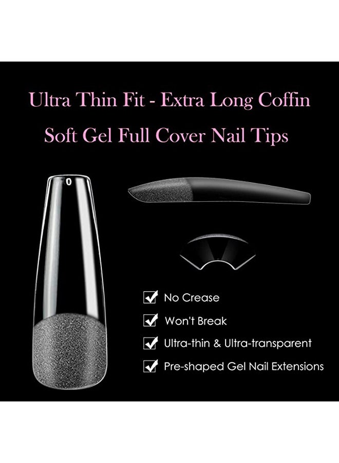 brunson نصائح أظافر زائفة جل ناعم C-Curved شفافة إضافية طويلة 550 قطعة SGT06 - Image 3