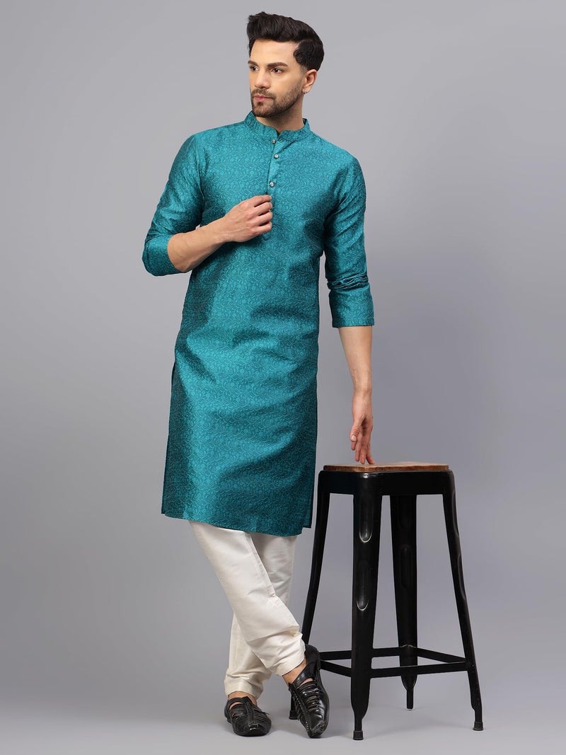 LATEST CHIKAN Men's Cotton Silk Blend Kurta and Pyjama Set - Image 2