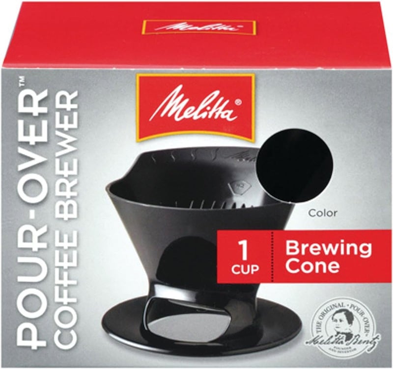 Melitta Filter Coffee Maker Single Cup PourOver Brewer Black 1 Count 640007 - Image 1