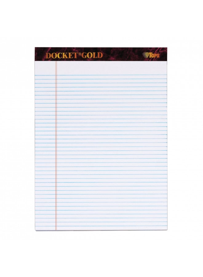 Tops Docket Gold Writing Tablet, 8-1/2 x 11-3/4 Inches, Perforated, White, Narrow Rule, 50 Sheets per Pad, 6 Pads per Pack (63942)