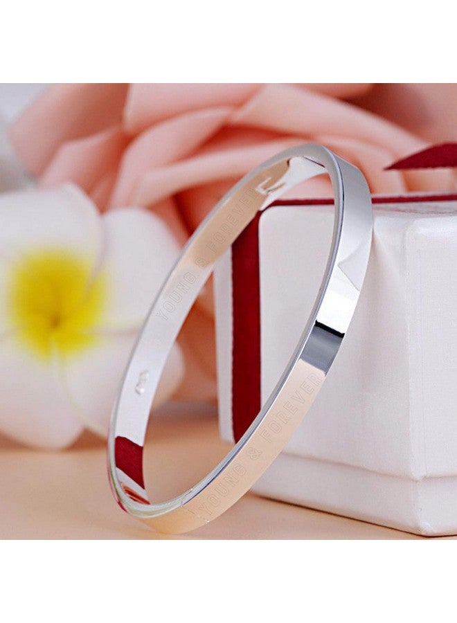 Young & Forever Gift Silver Openable Free Size Stainless Steel Trandy Kadaa Bracelet For Men And Boys. - Image 3