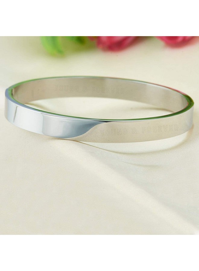 Young & Forever Gift Silver Openable Free Size Stainless Steel Trandy Kadaa Bracelet For Men And Boys. - Image 4