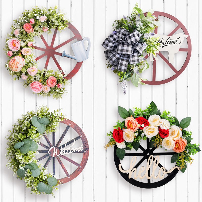 Explosions Christmas Decorative Door Hanging Wooden Roulette Wheel Wreath Christmas Pine Cone Wreath - Image 4